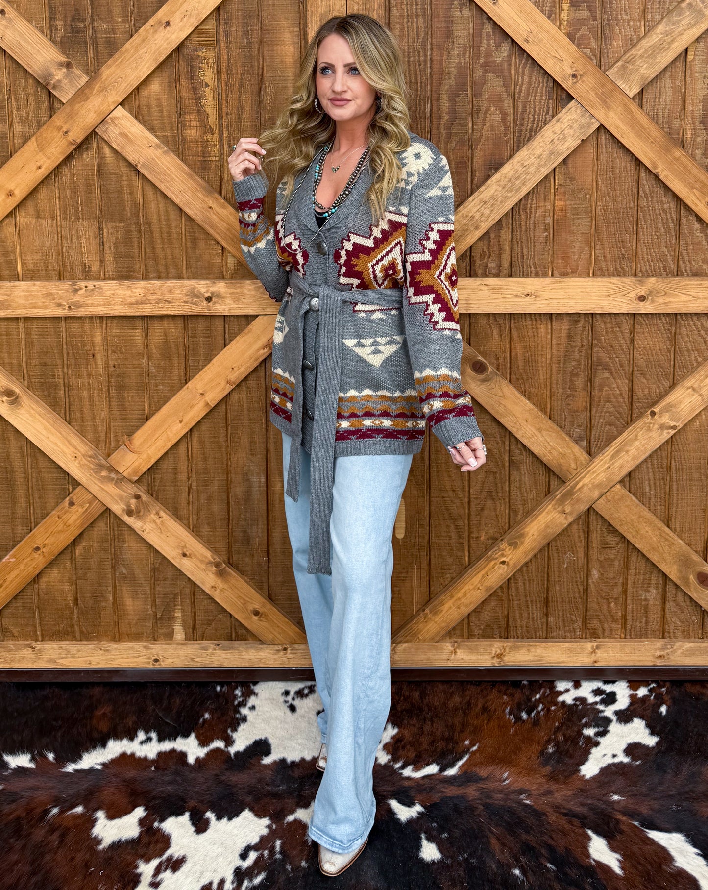Aztec Mountain Belted Cardigan