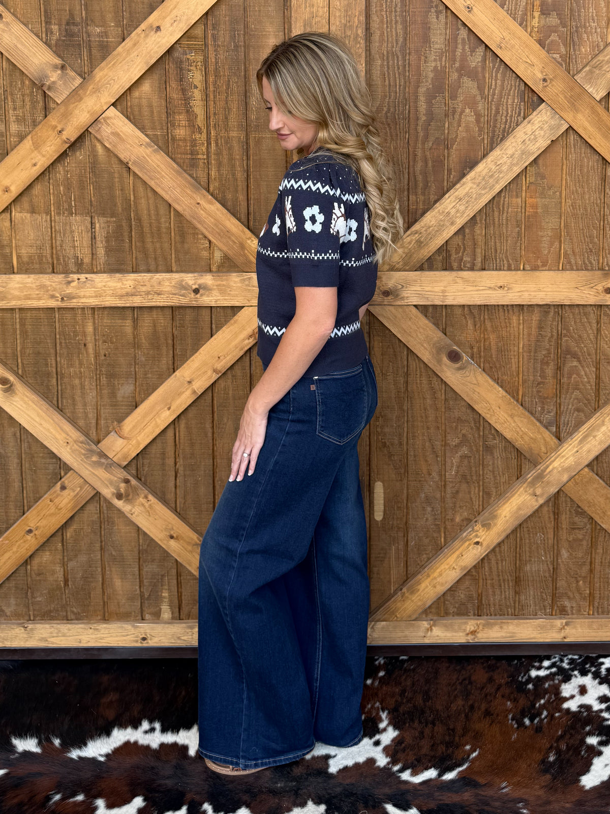 Fancy Horses Blouse *Navy