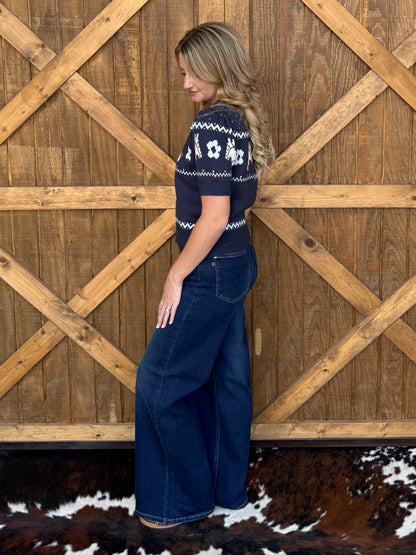 Fancy Horses Blouse *Navy