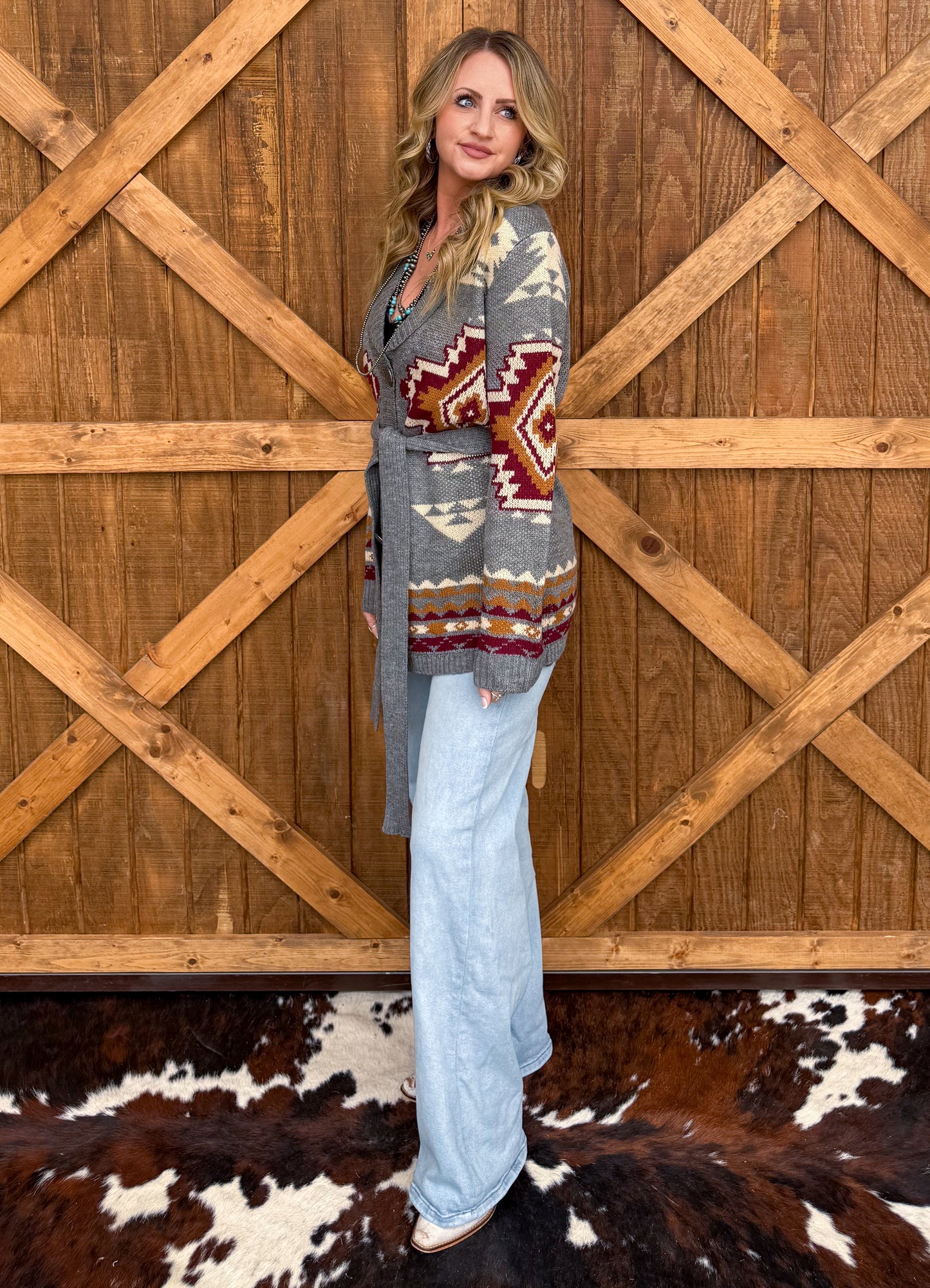 Aztec Mountain Belted Cardigan