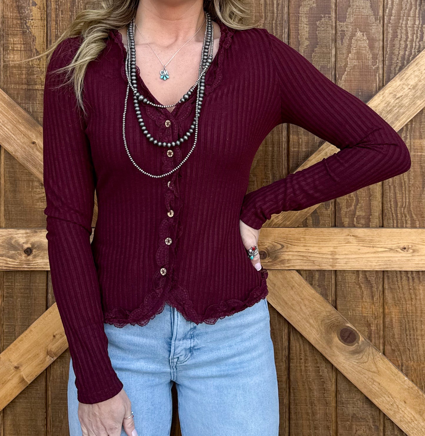 Carolina Lace Top *Wine