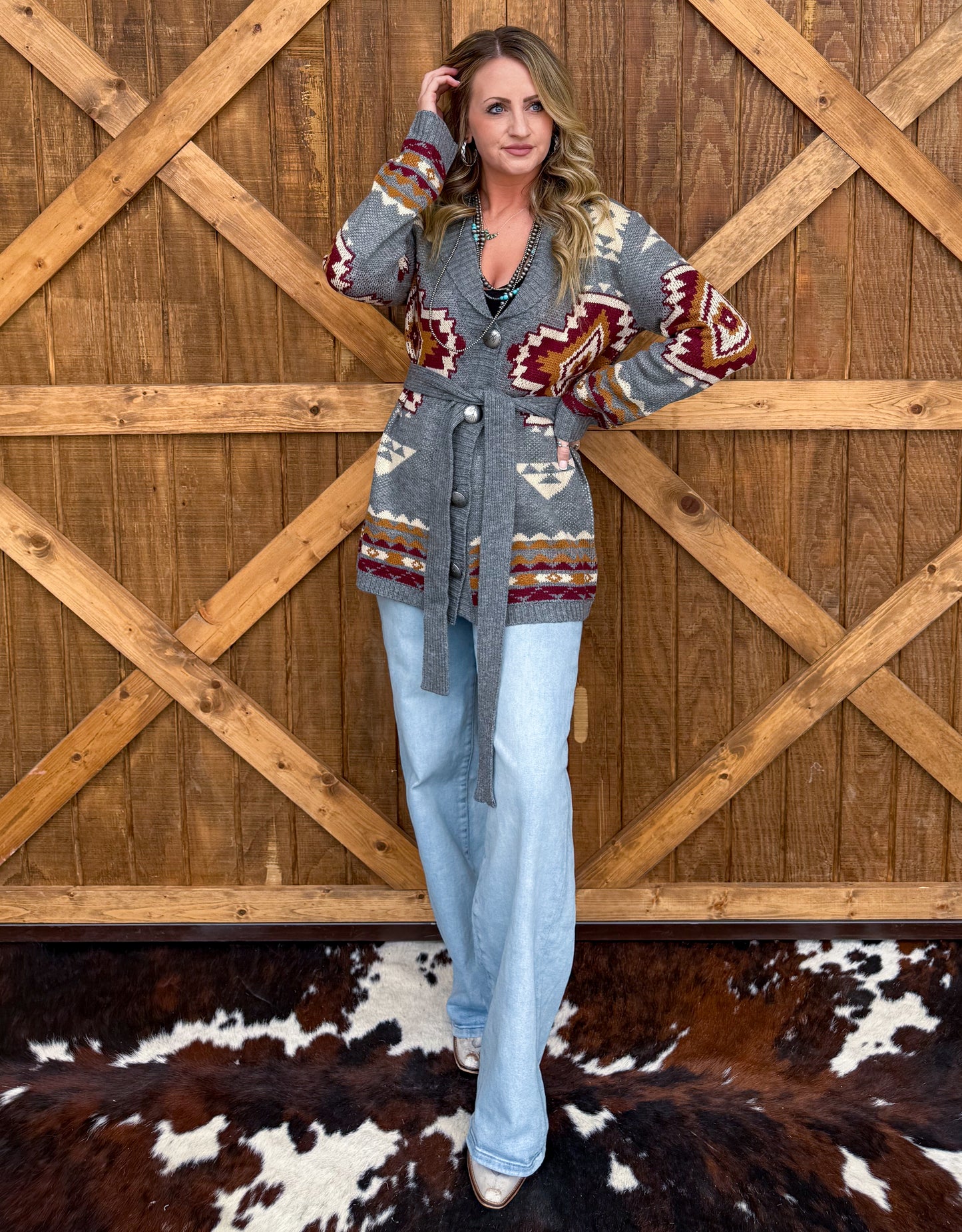 Aztec Mountain Belted Cardigan