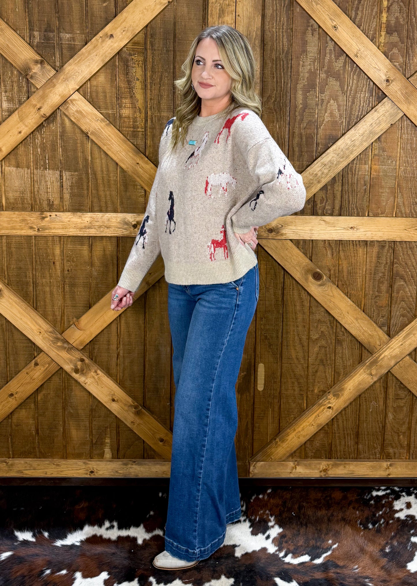 Winter Horses Sweater