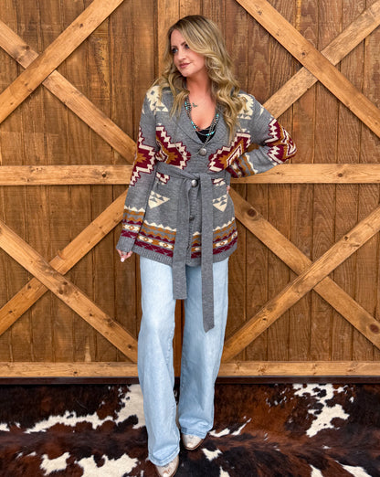 Aztec Mountain Belted Cardigan