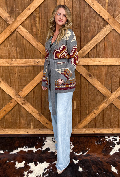 Aztec Mountain Belted Cardigan