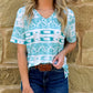Turquoise Aztec Top