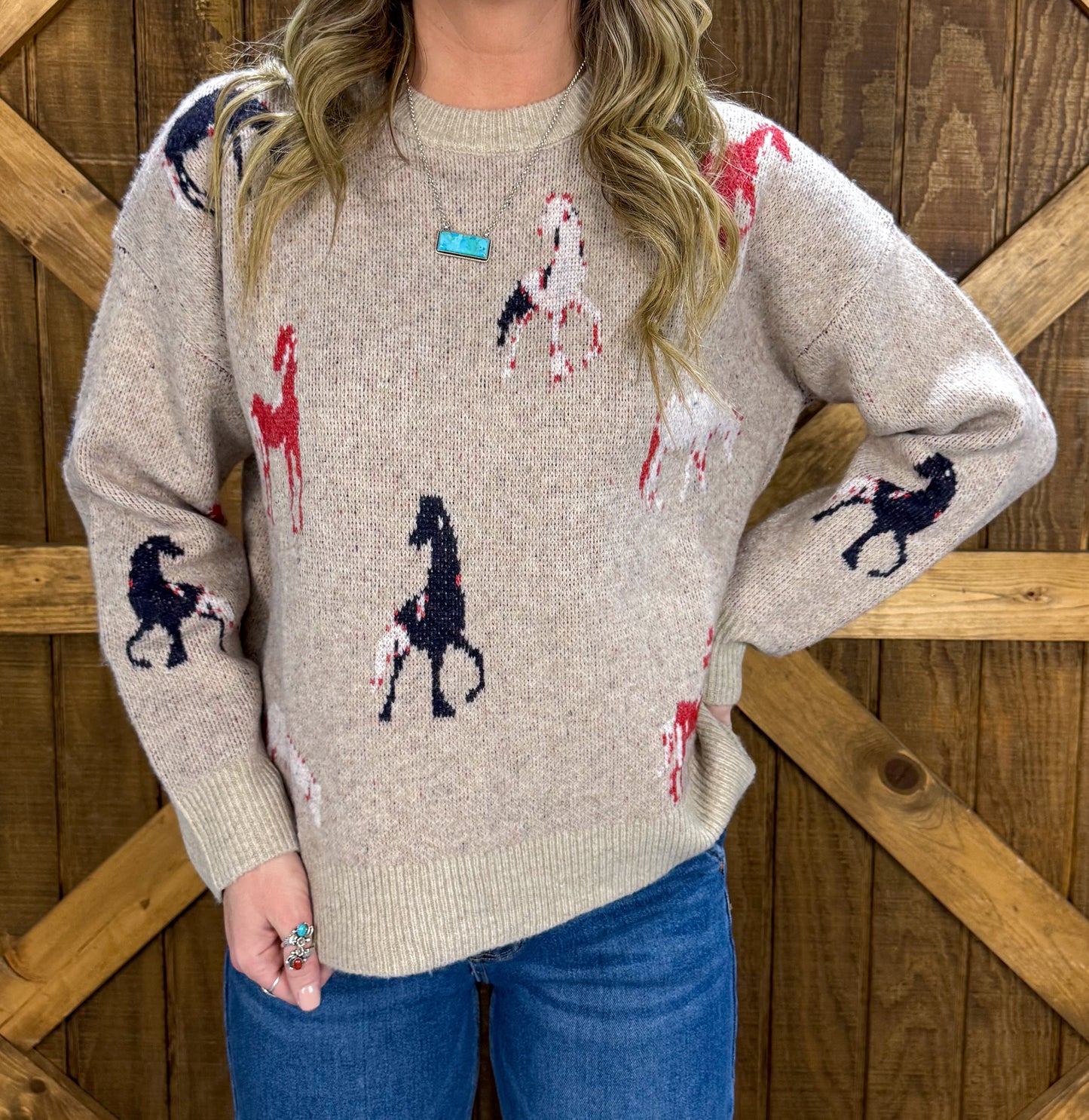 Winter Horses Sweater