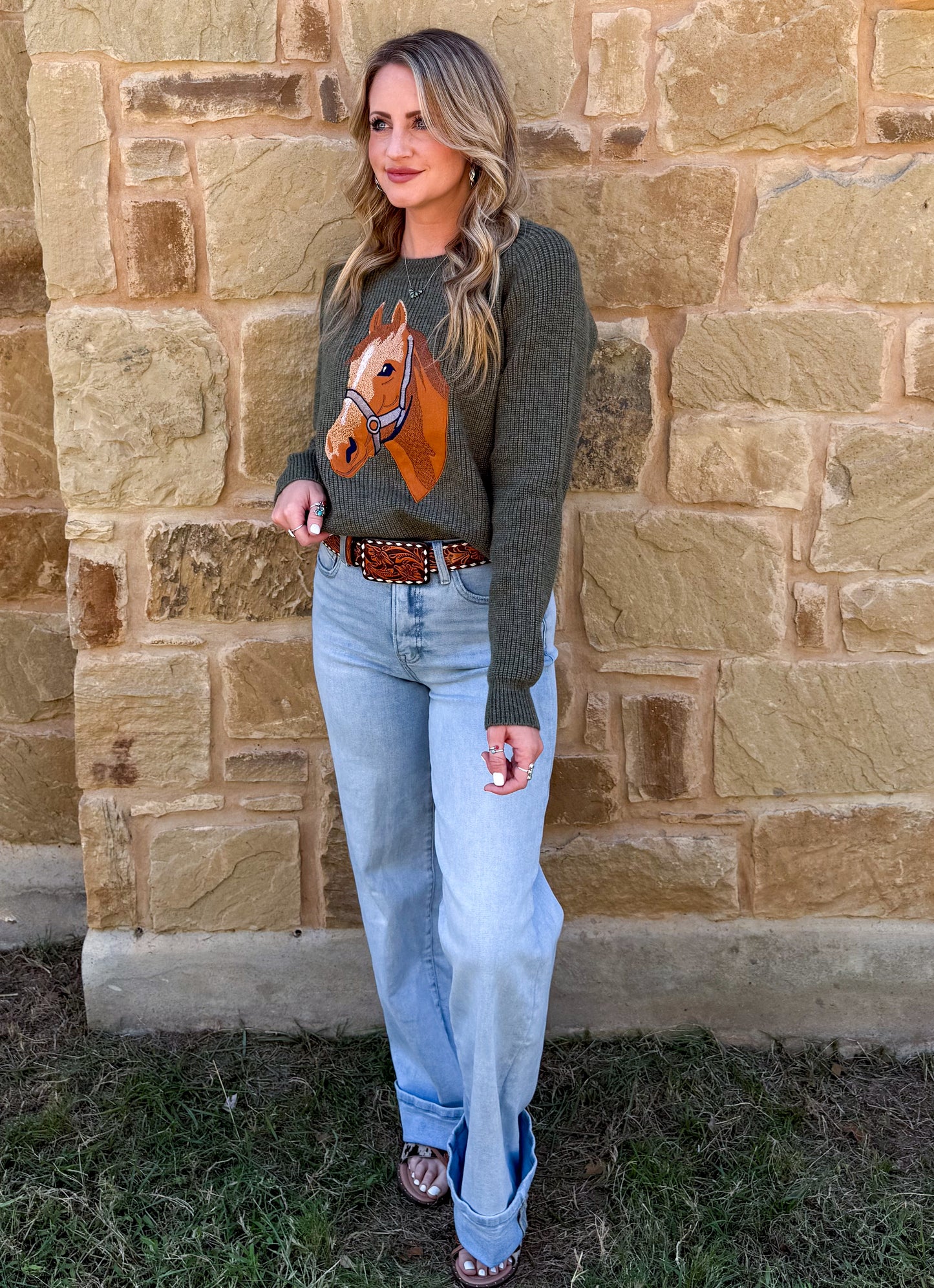 Olive Horse Sweater