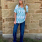 Turquoise Aztec Top
