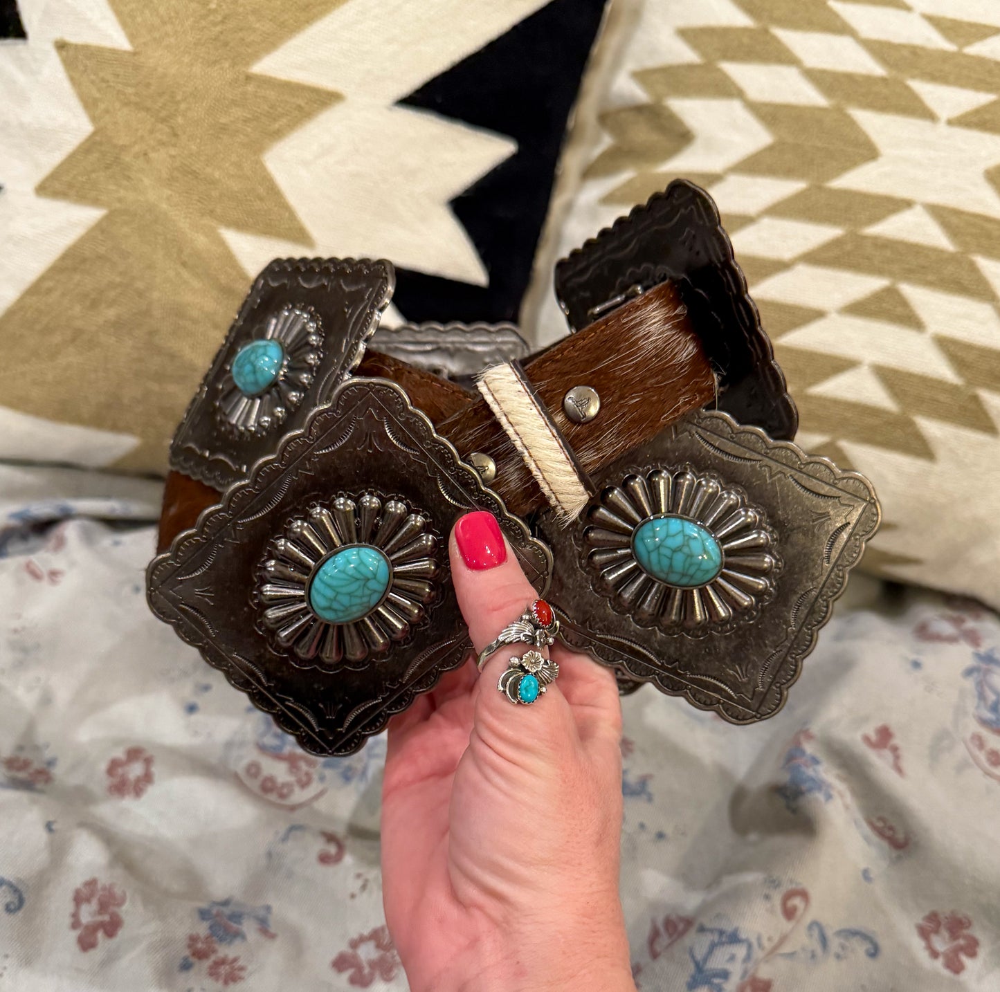 The Missoula Cowhide & Concho Belt