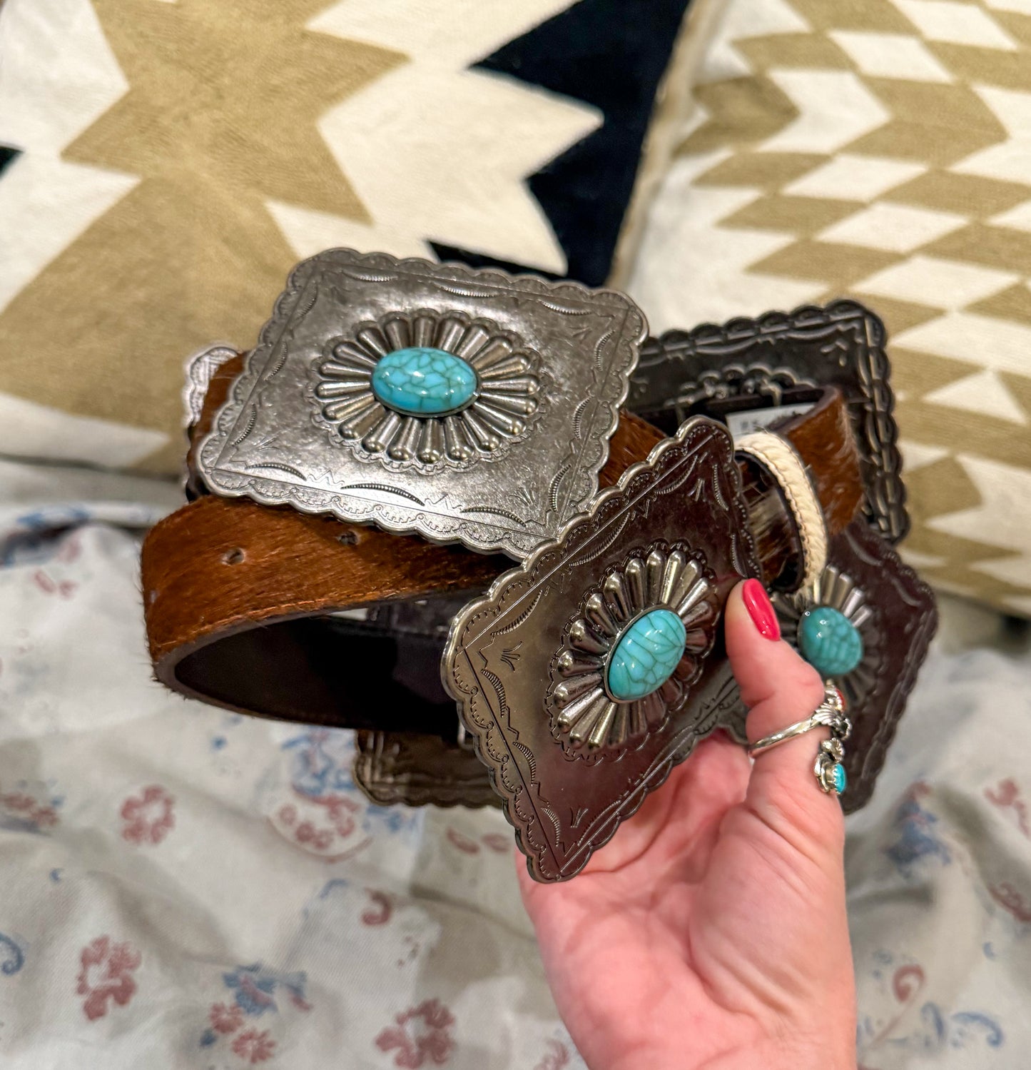 The Missoula Cowhide & Concho Belt