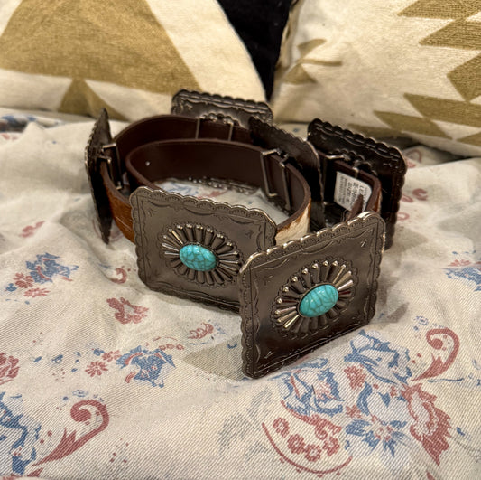 The Missoula Cowhide & Concho Belt