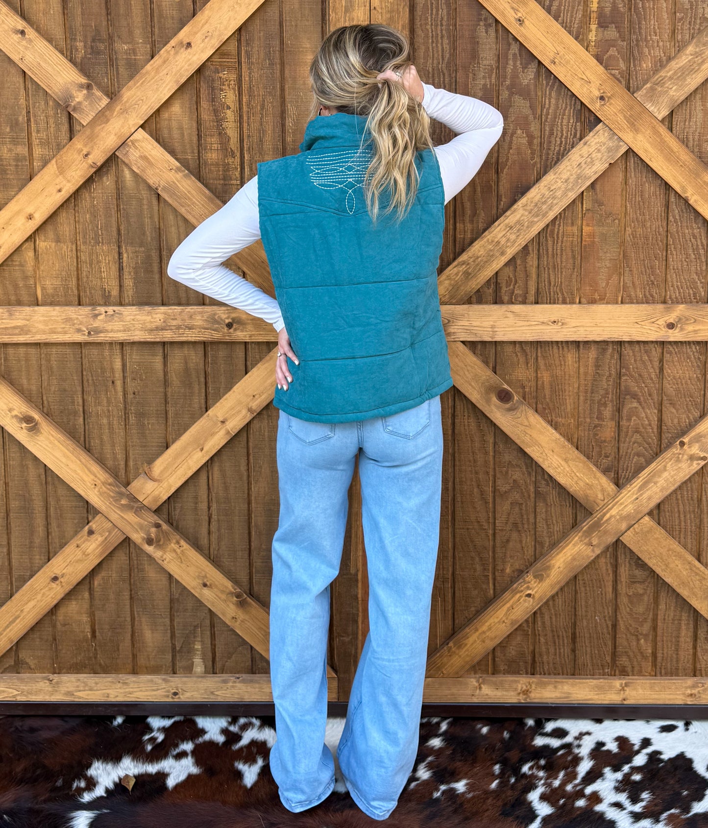 Boot Stitch Puffer Vest *Teal