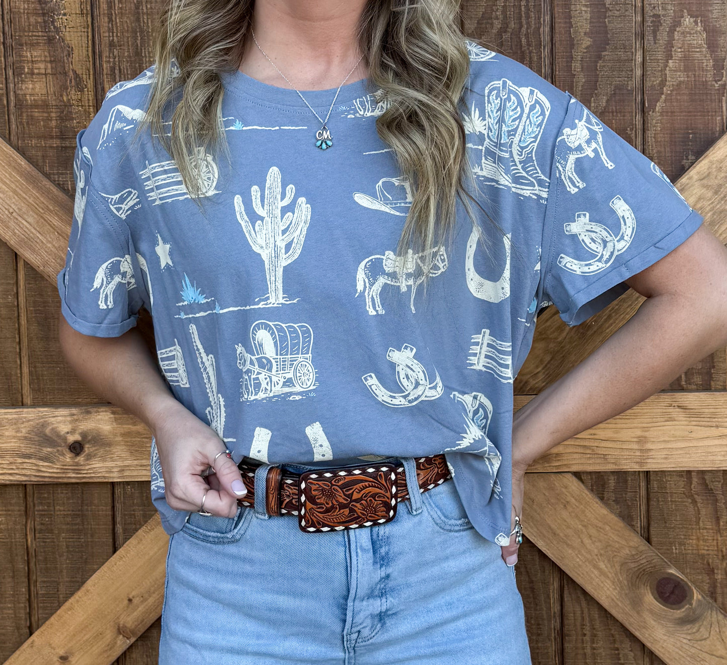 Out West Collage Tee *Blue