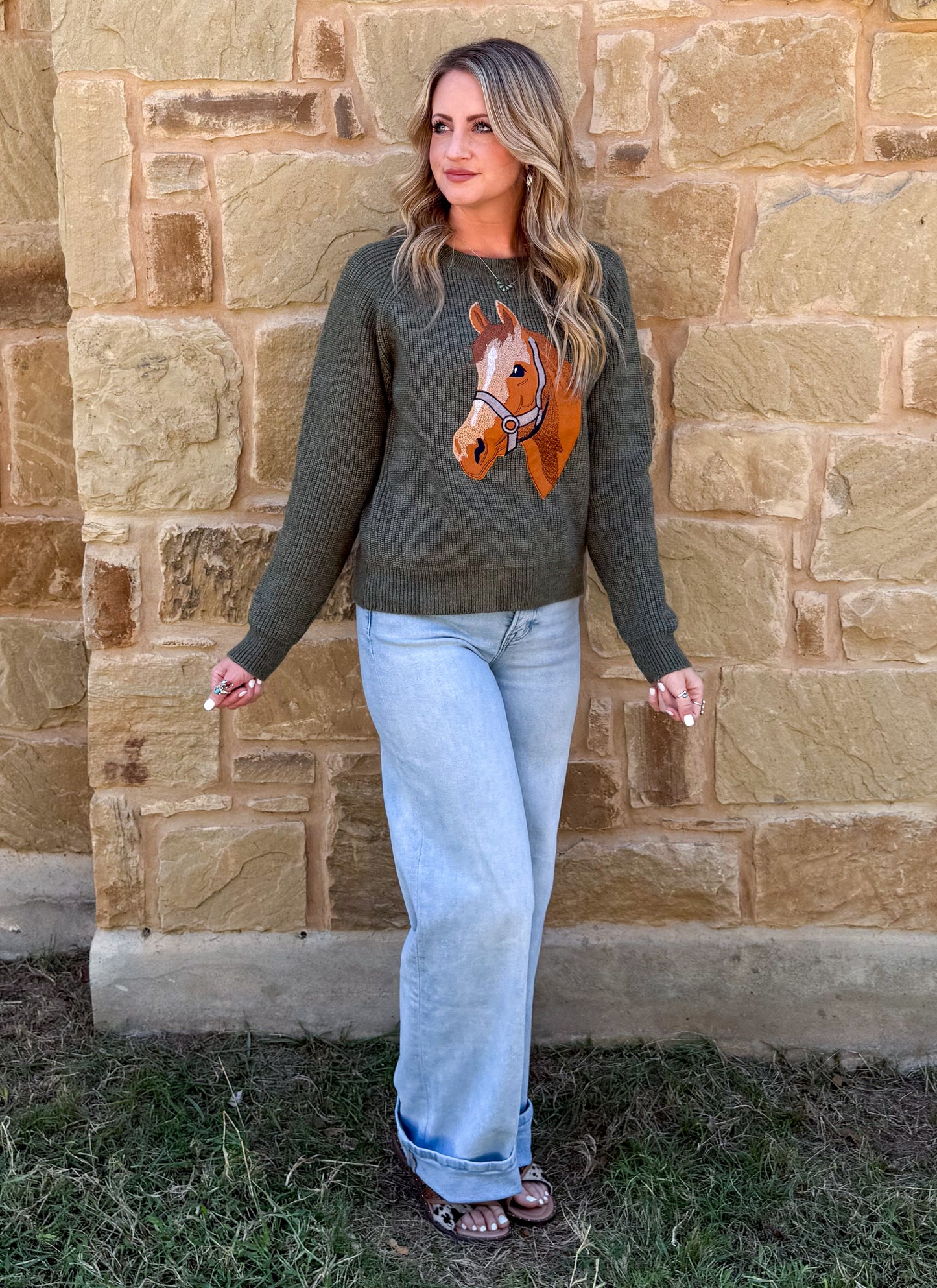 Olive Horse Sweater