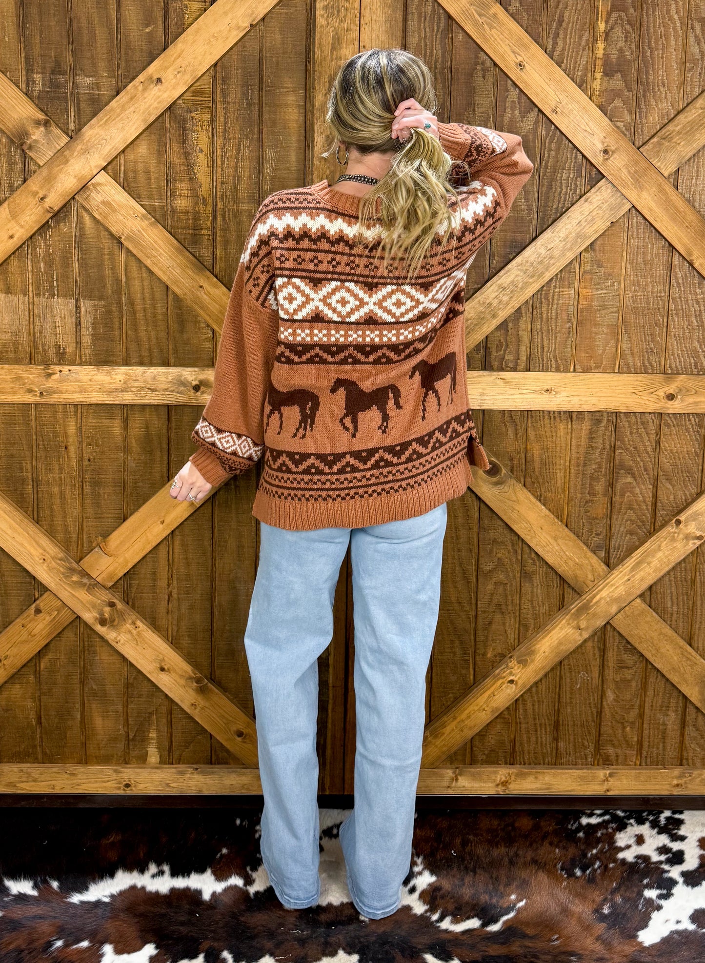 Western Holiday Sweater *Camel