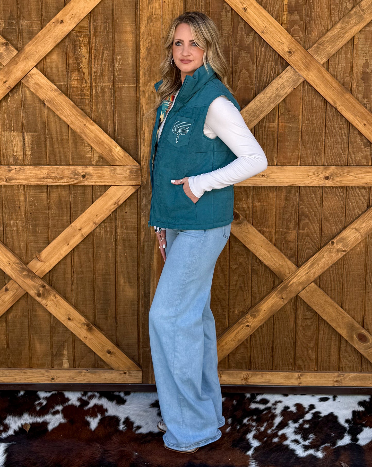 Boot Stitch Puffer Vest *Teal