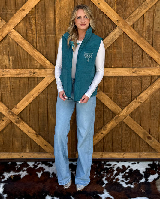 Boot Stitch Puffer Vest *Teal