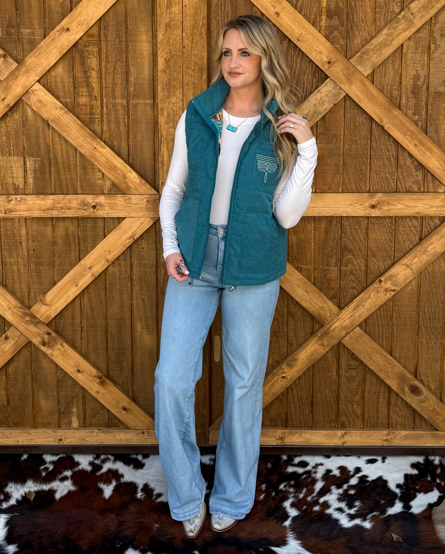 Boot Stitch Puffer Vest *Teal