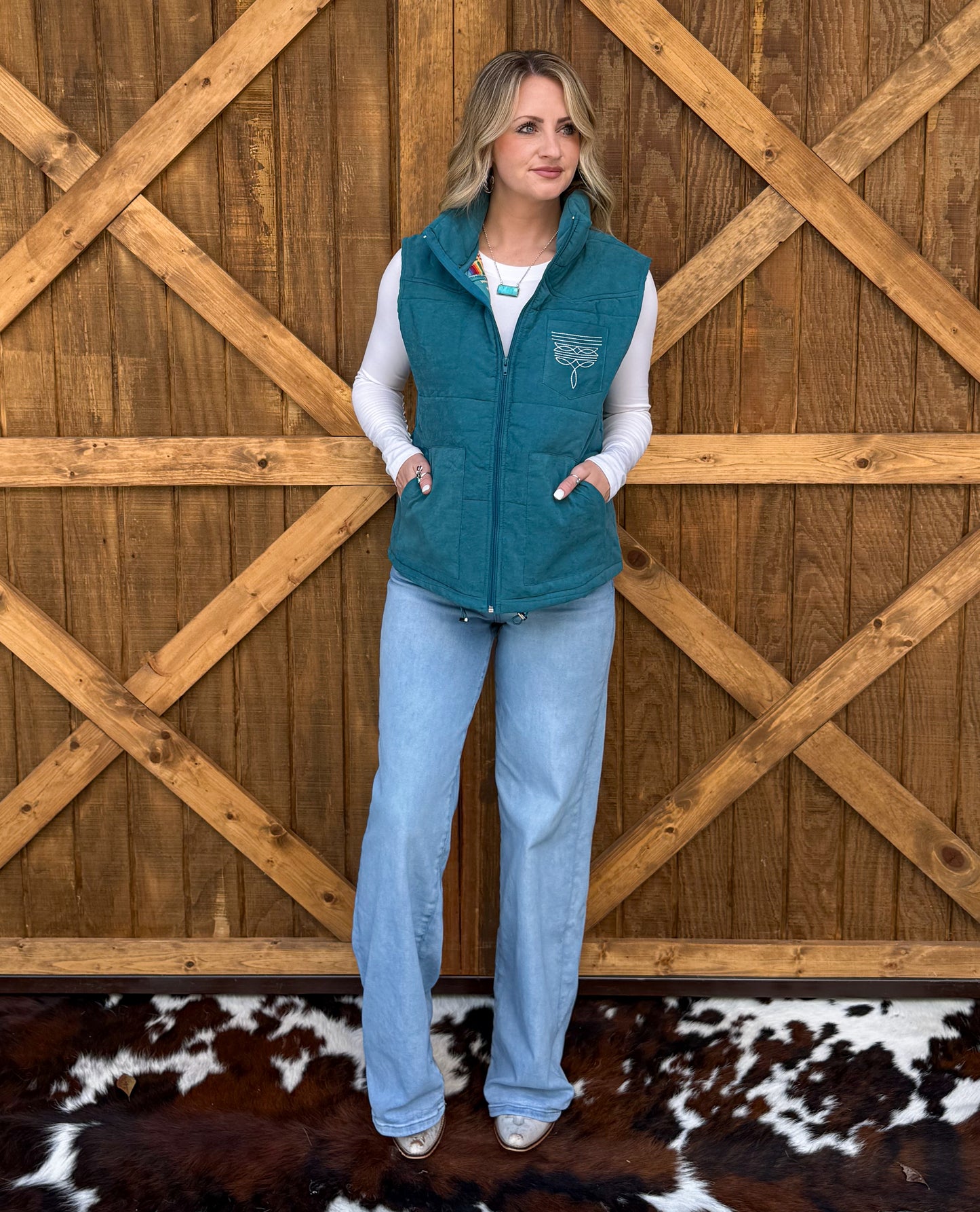 Boot Stitch Puffer Vest *Teal