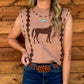 Classy Horses Sweater Vest *Tan