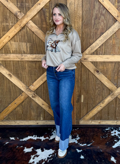 The Longhorn Pullover *Tan