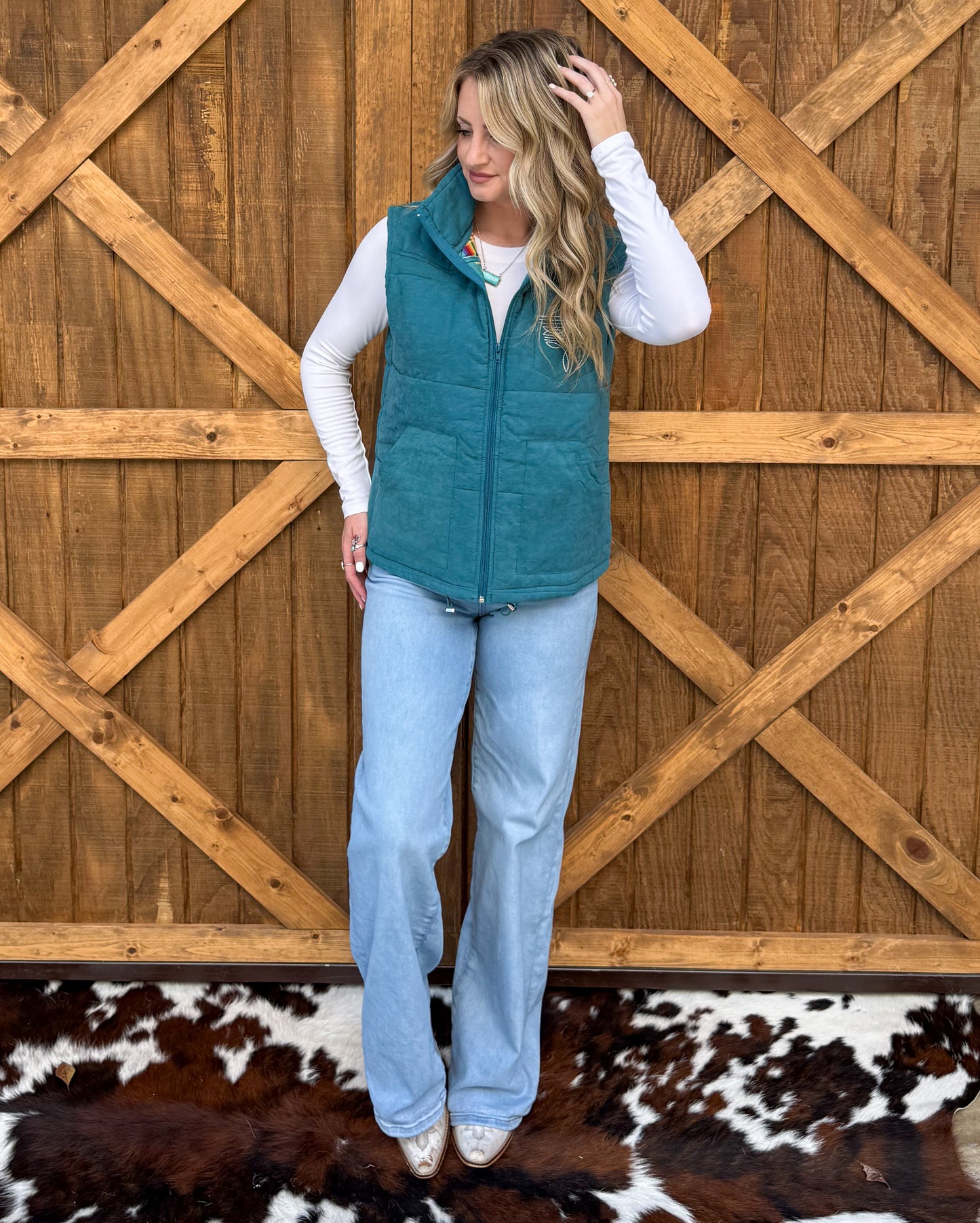 Boot Stitch Puffer Vest *Teal