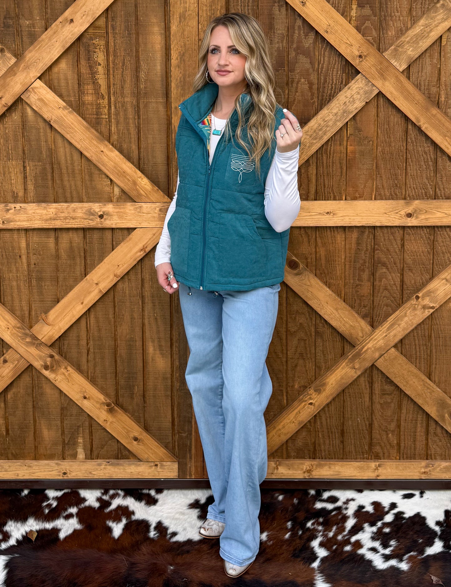Boot Stitch Puffer Vest *Teal
