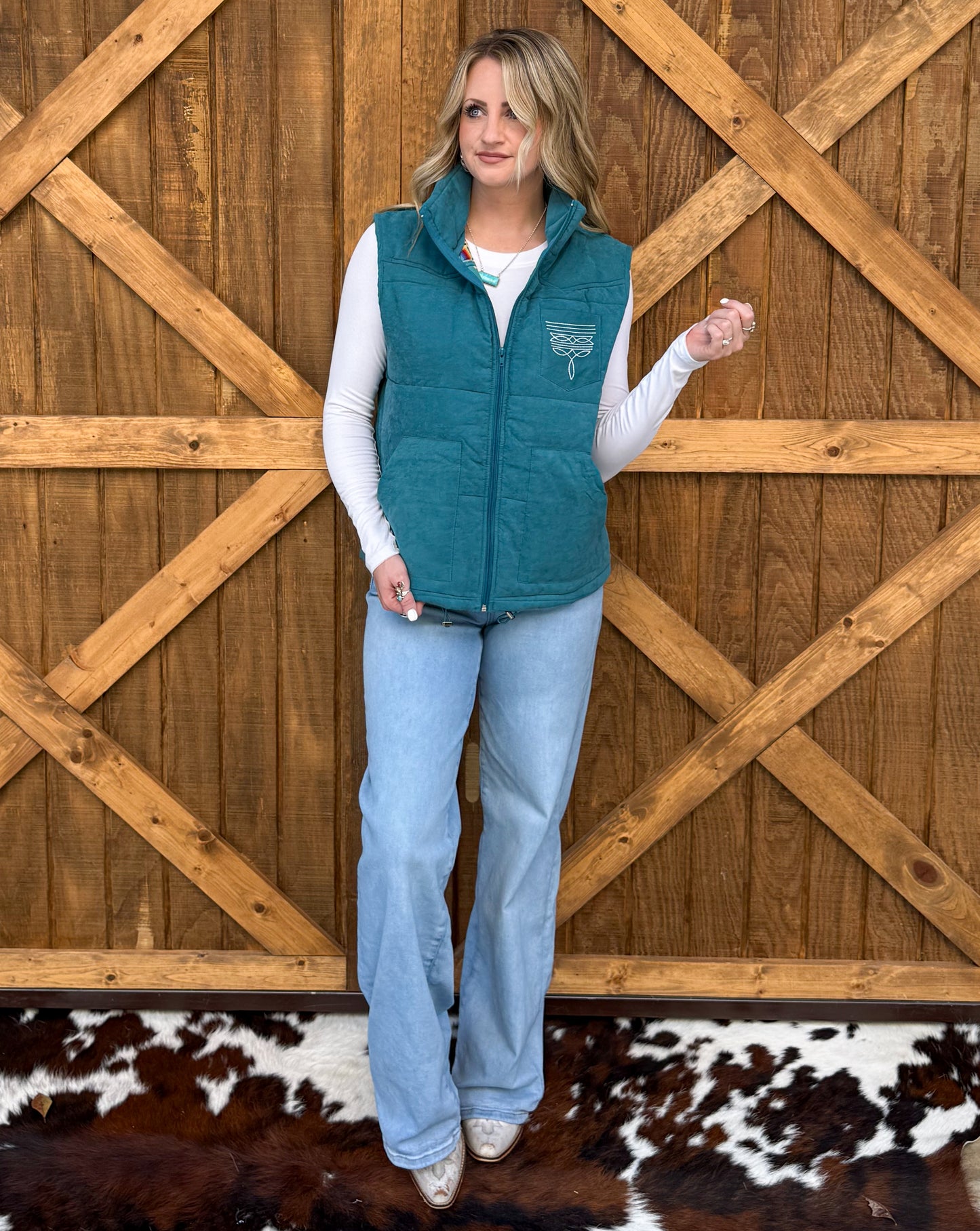 Boot Stitch Puffer Vest *Teal