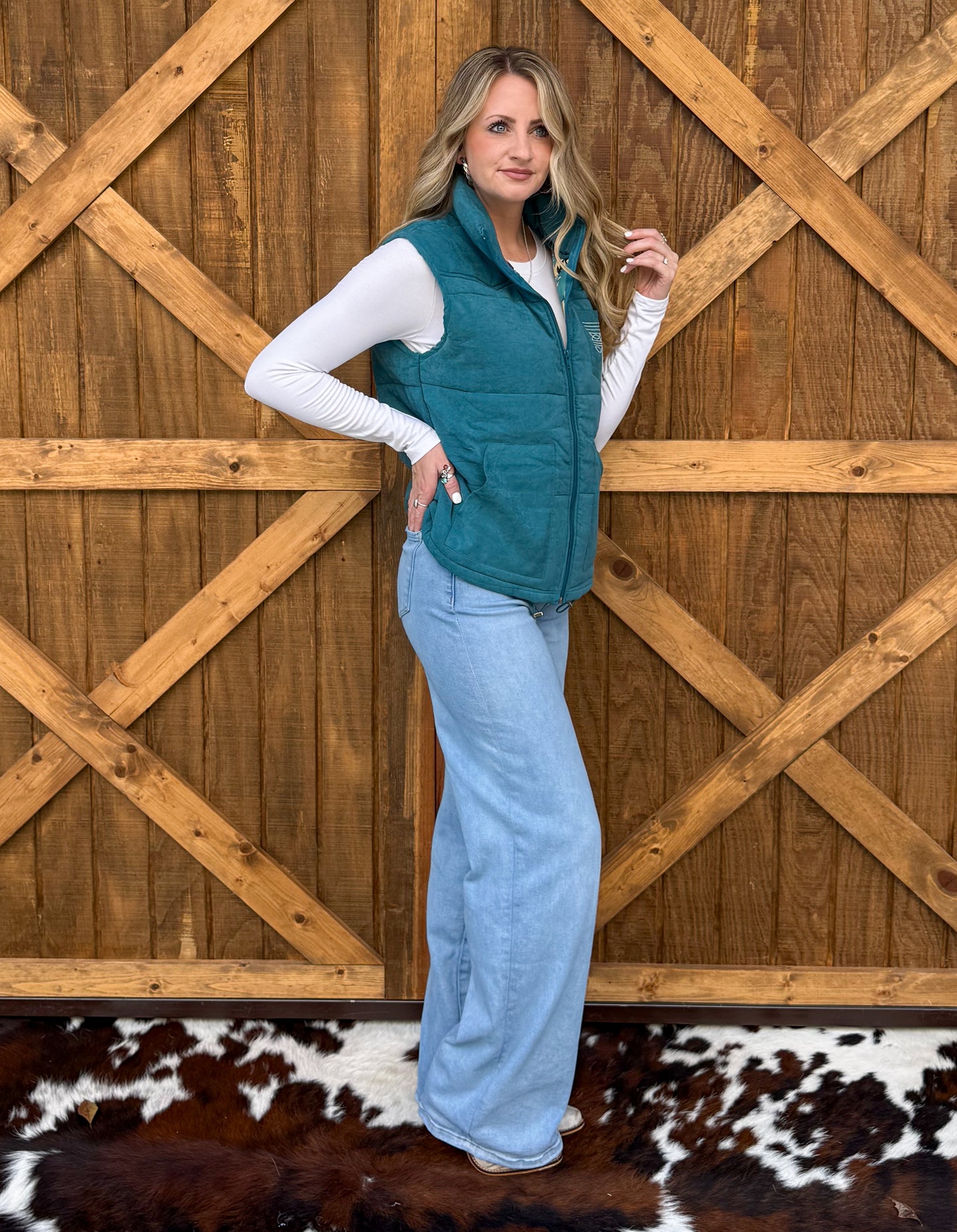 Boot Stitch Puffer Vest *Teal
