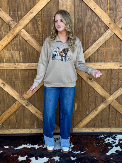 The Longhorn Pullover *Tan