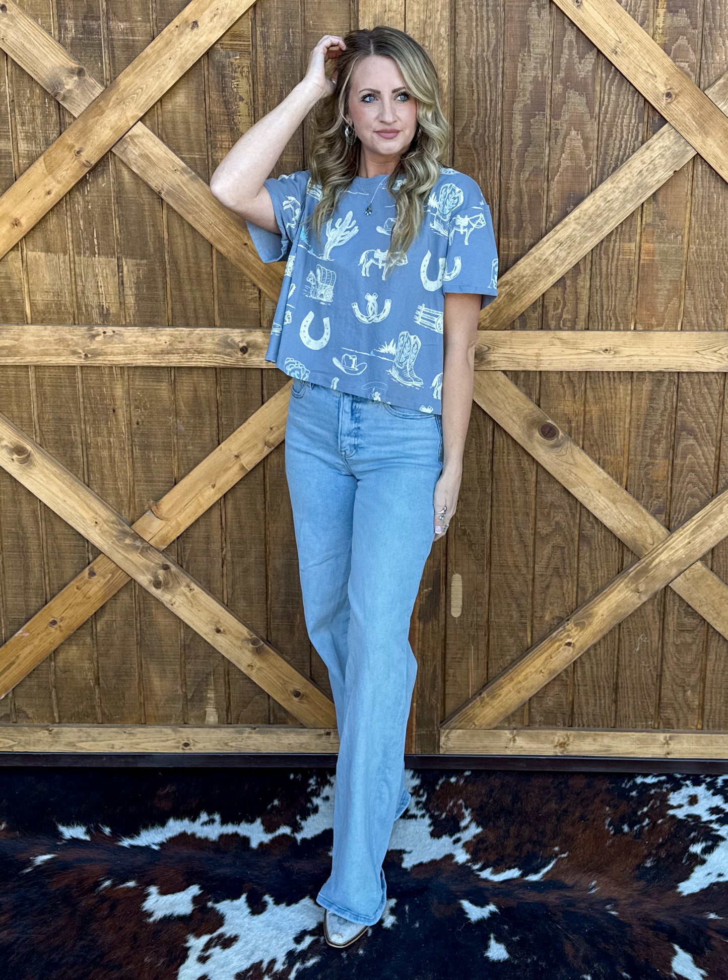 Out West Collage Tee *Blue