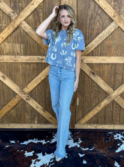 Out West Collage Tee *Blue