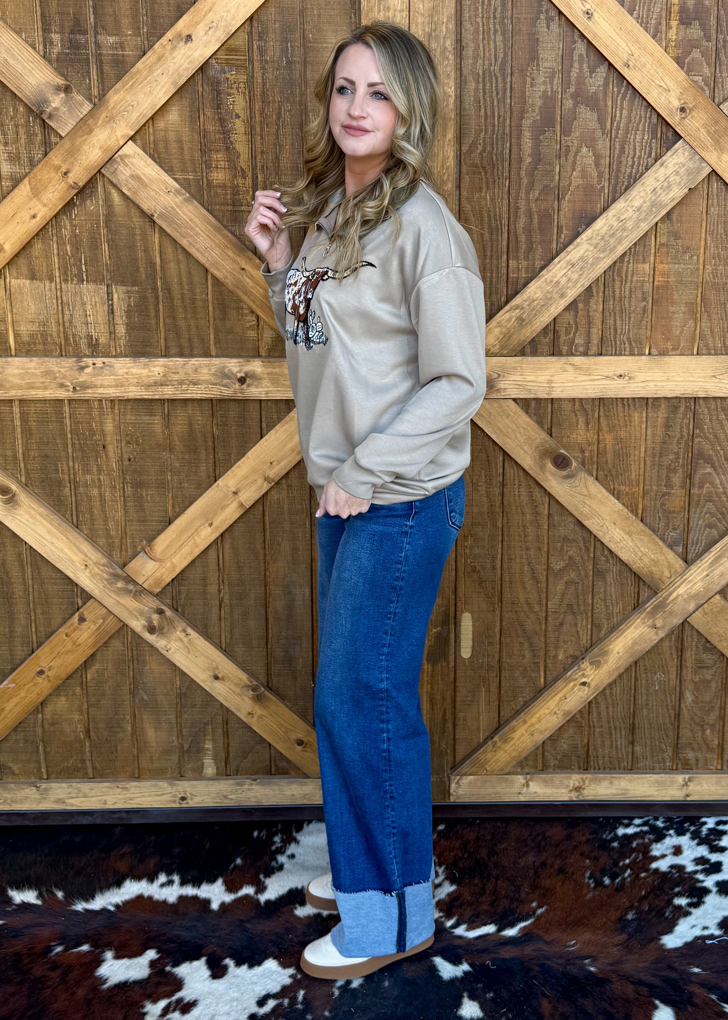 The Longhorn Pullover *Tan