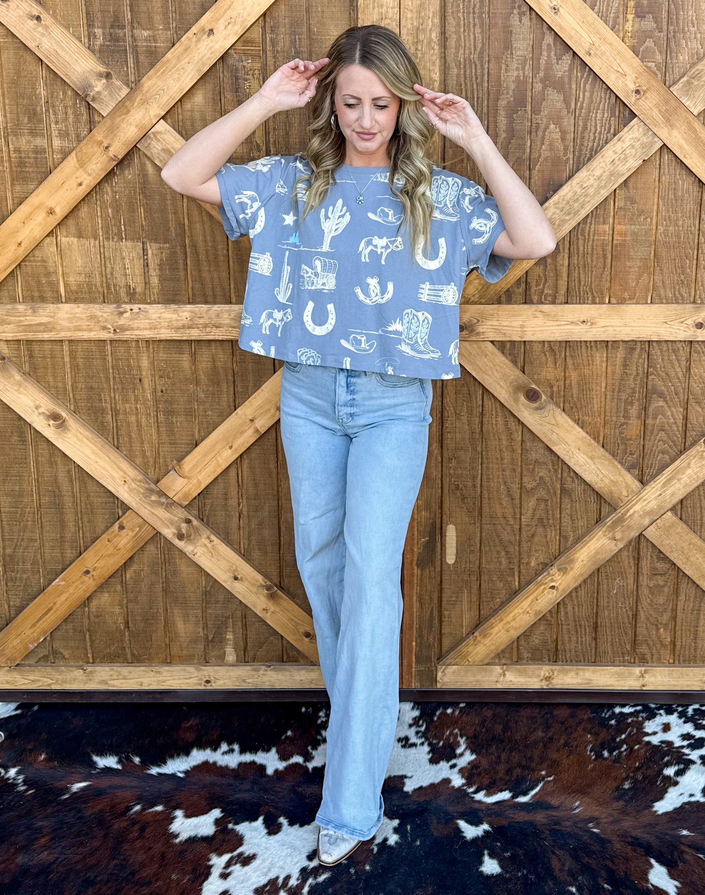 Out West Collage Tee *Blue