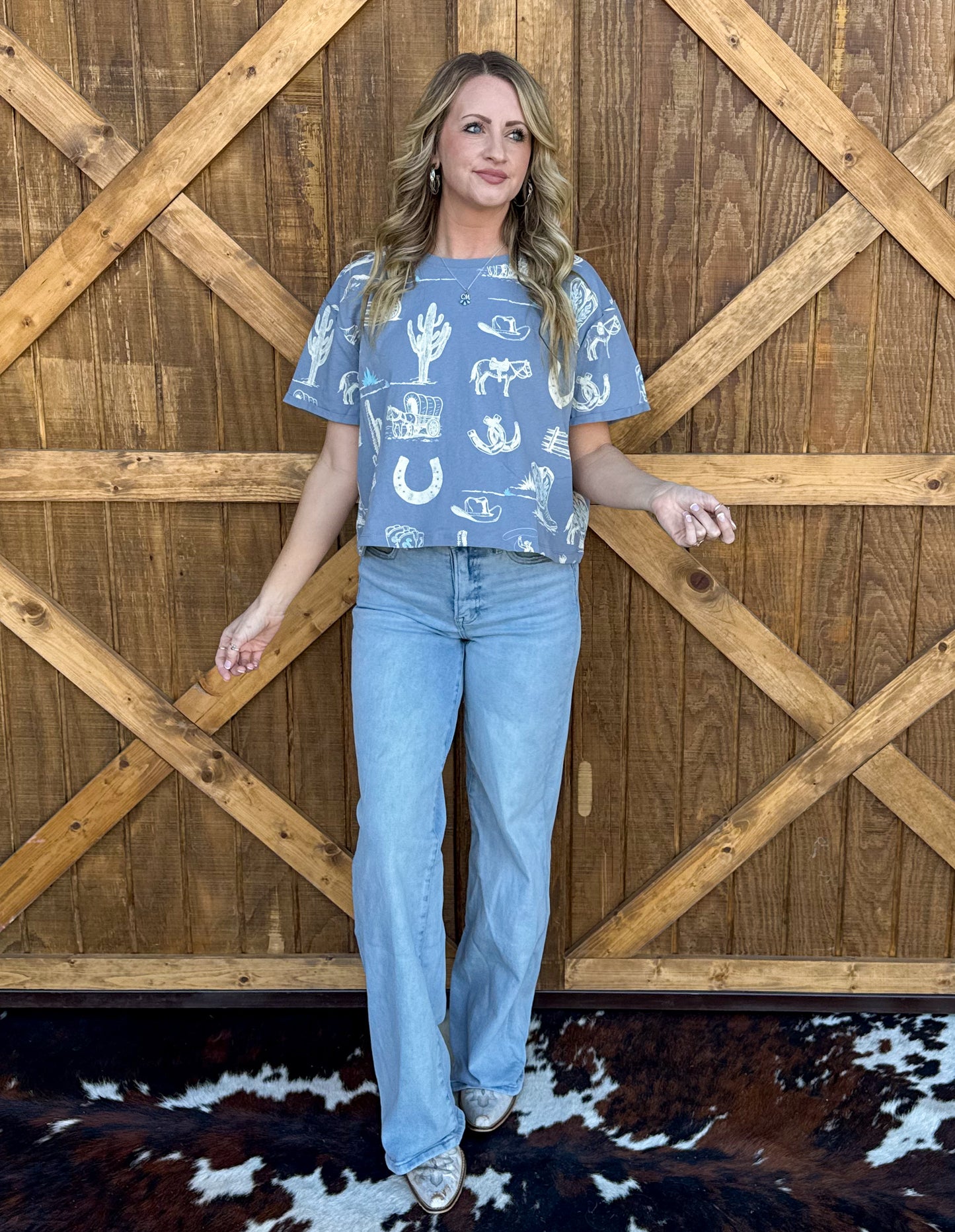 Out West Collage Tee *Blue