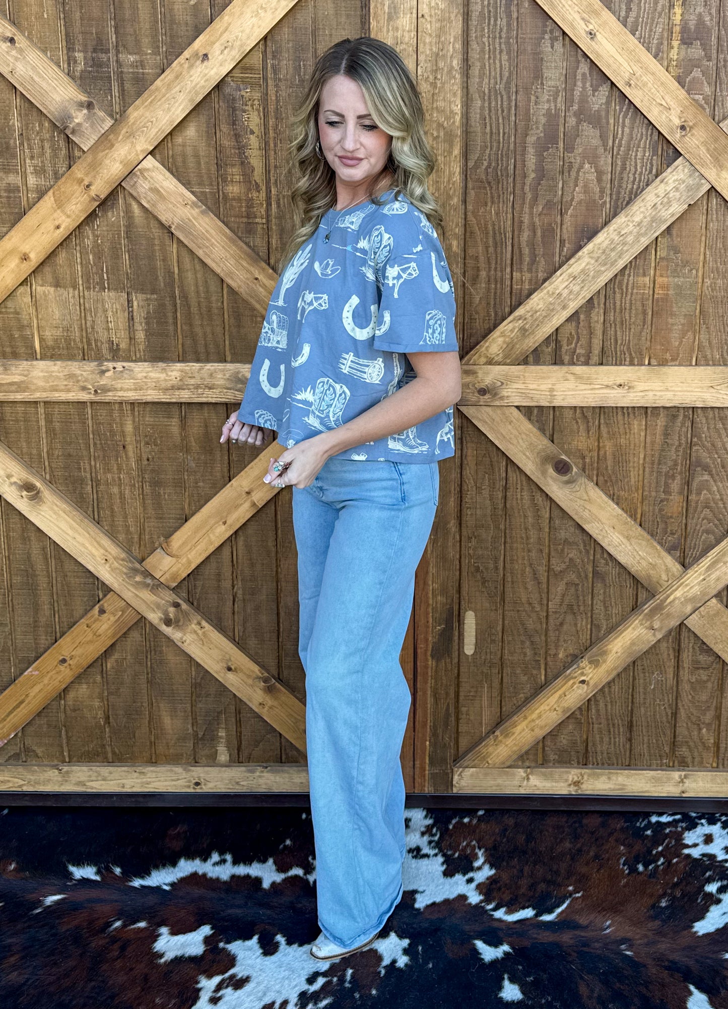 Out West Collage Tee *Blue