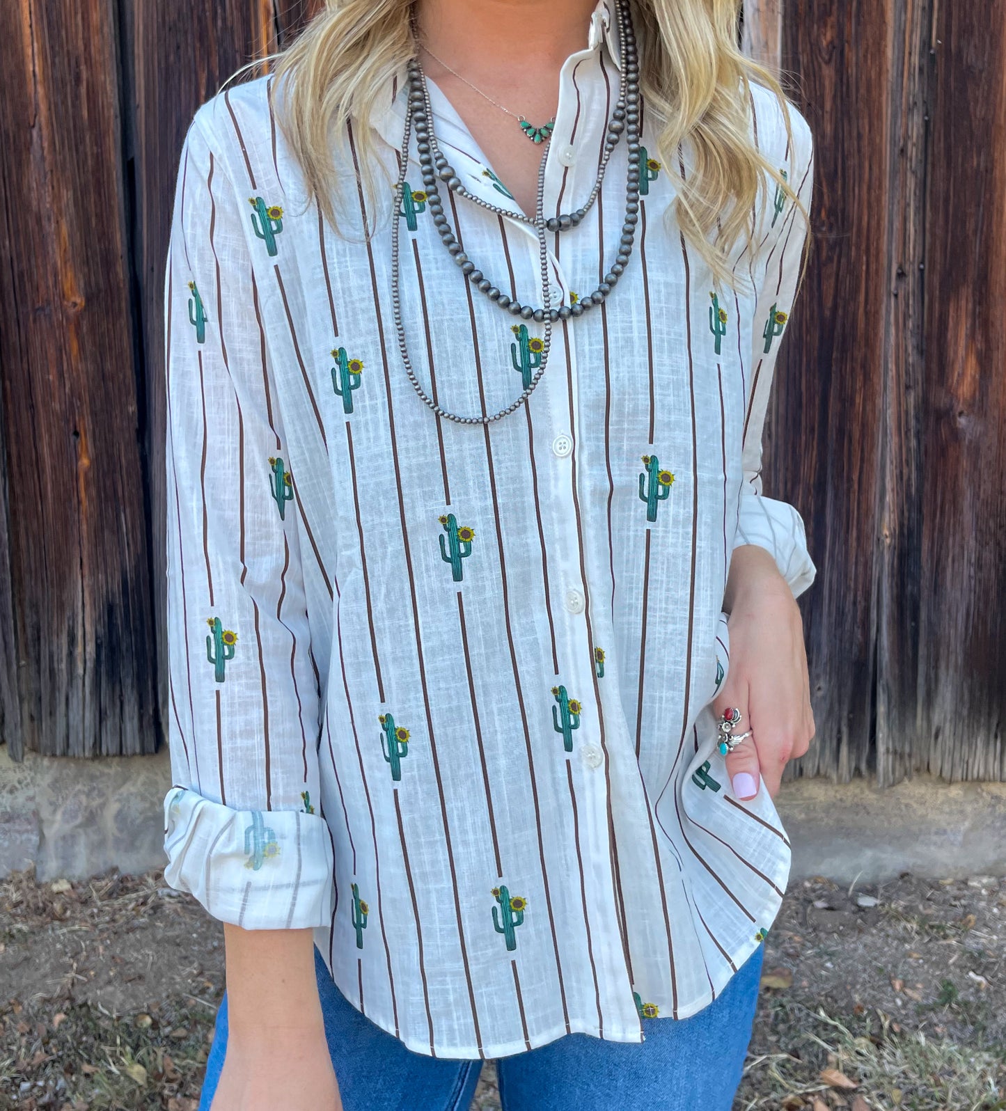 Cactus Bloom Button-Up Top