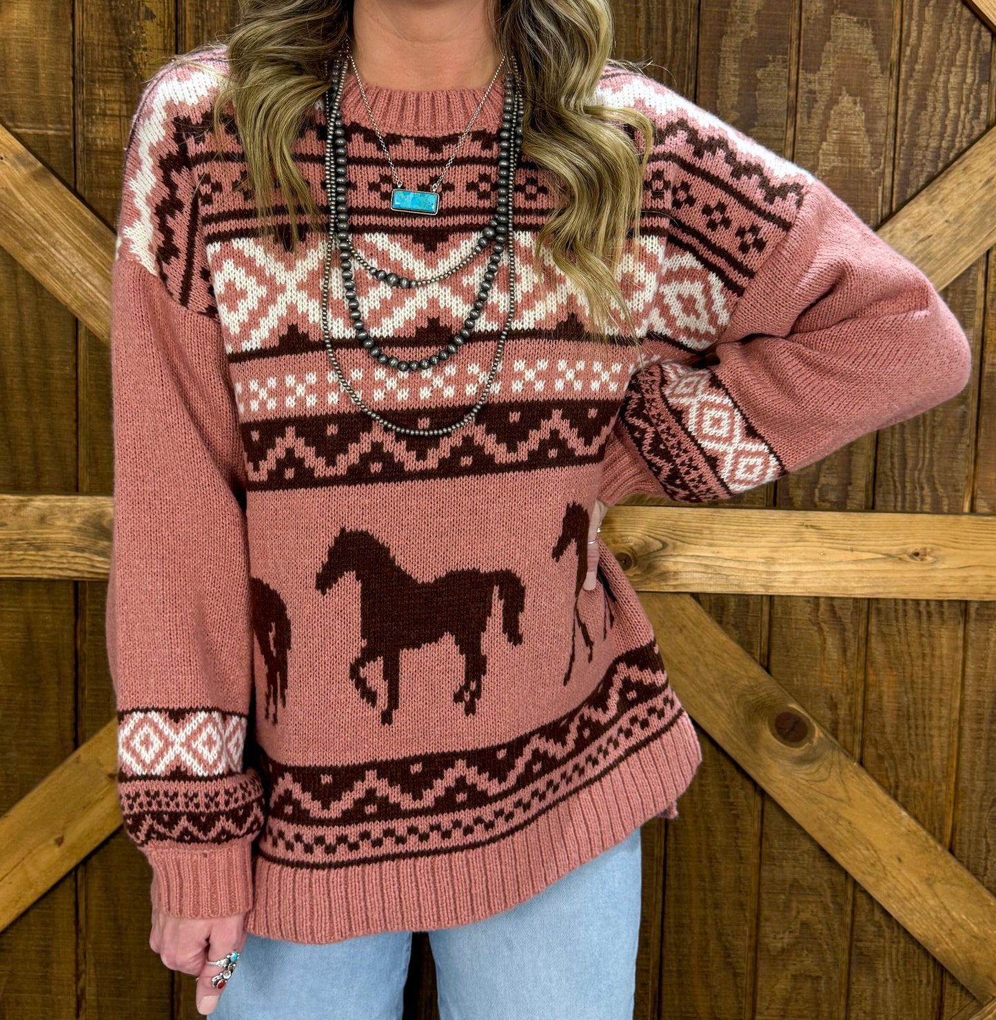 Western Holiday Sweater *Mauve