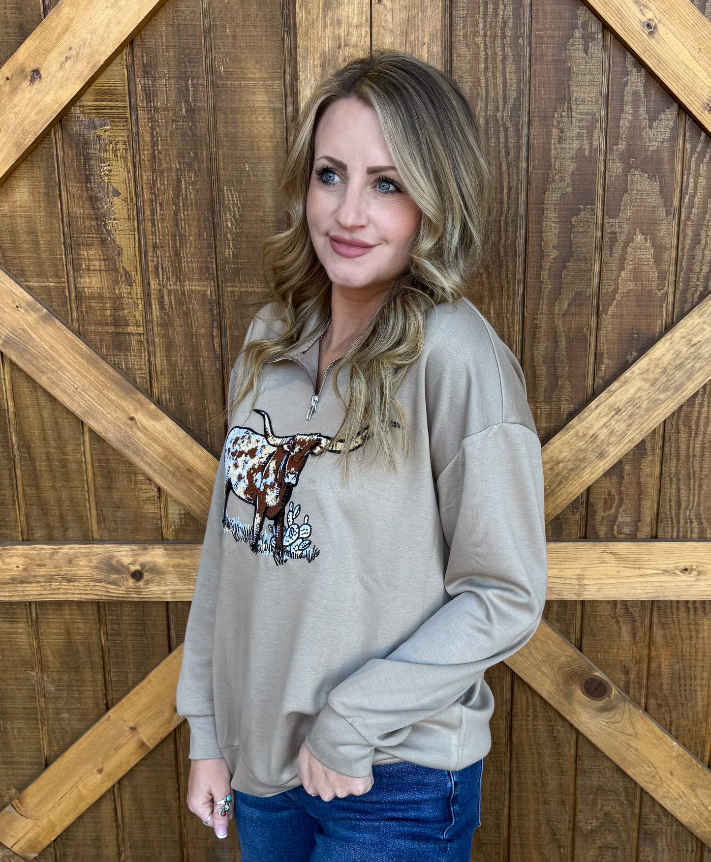 The Longhorn Pullover *Tan