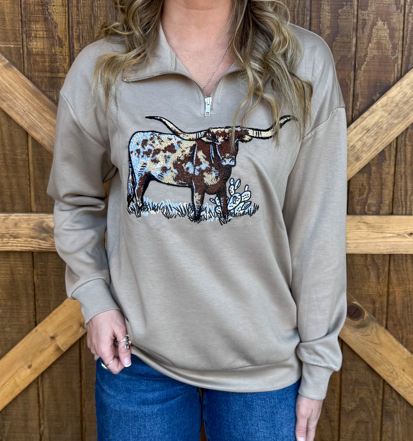 The Longhorn Pullover *Tan