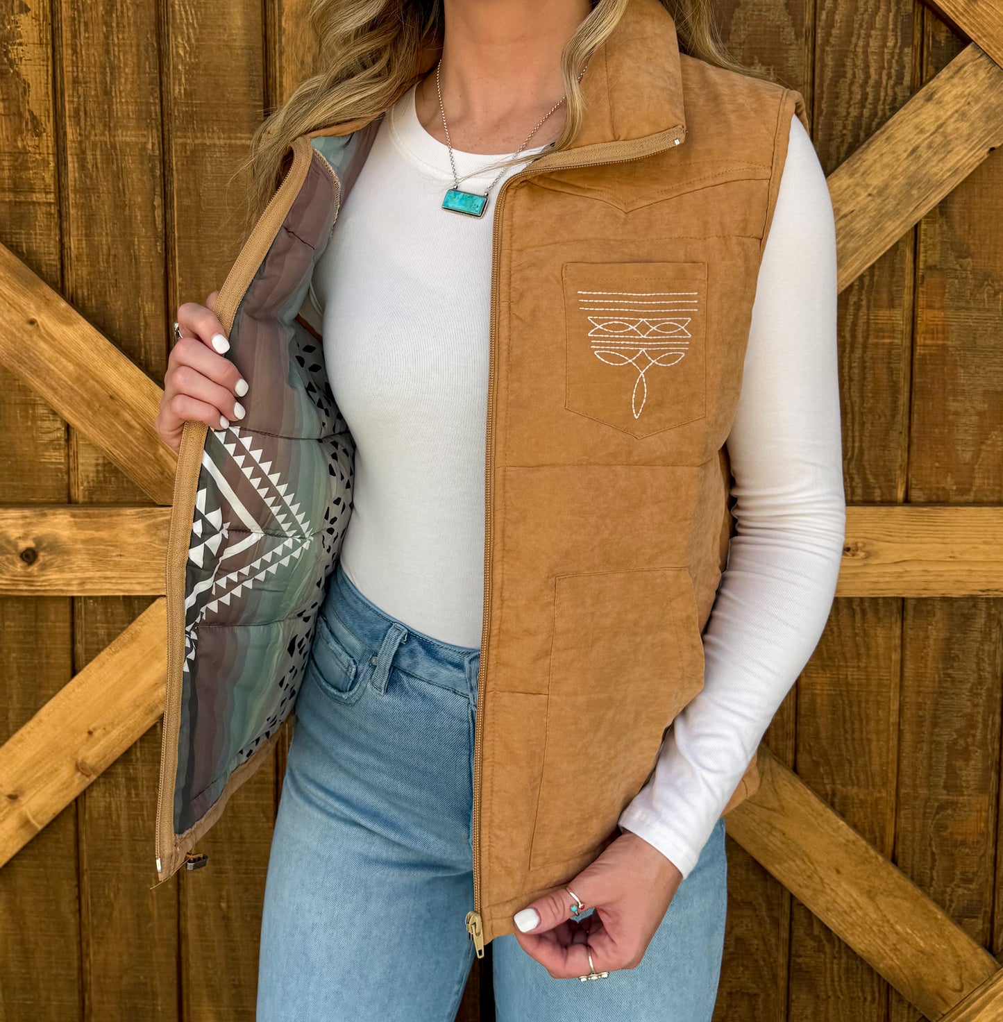Boot Stitch Puffer Vest *Camel