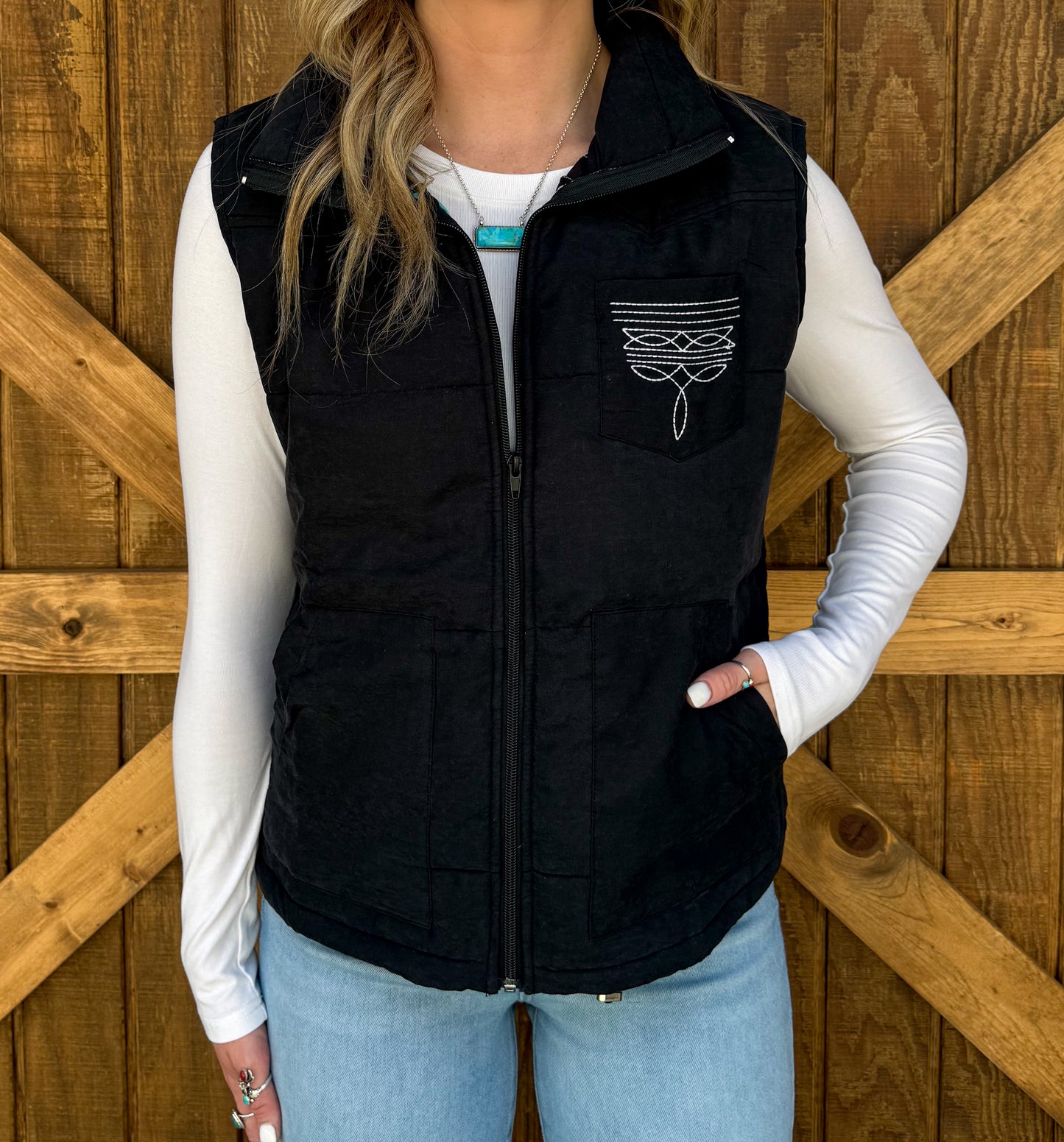 Boot Stitch Puffer Vest *Black