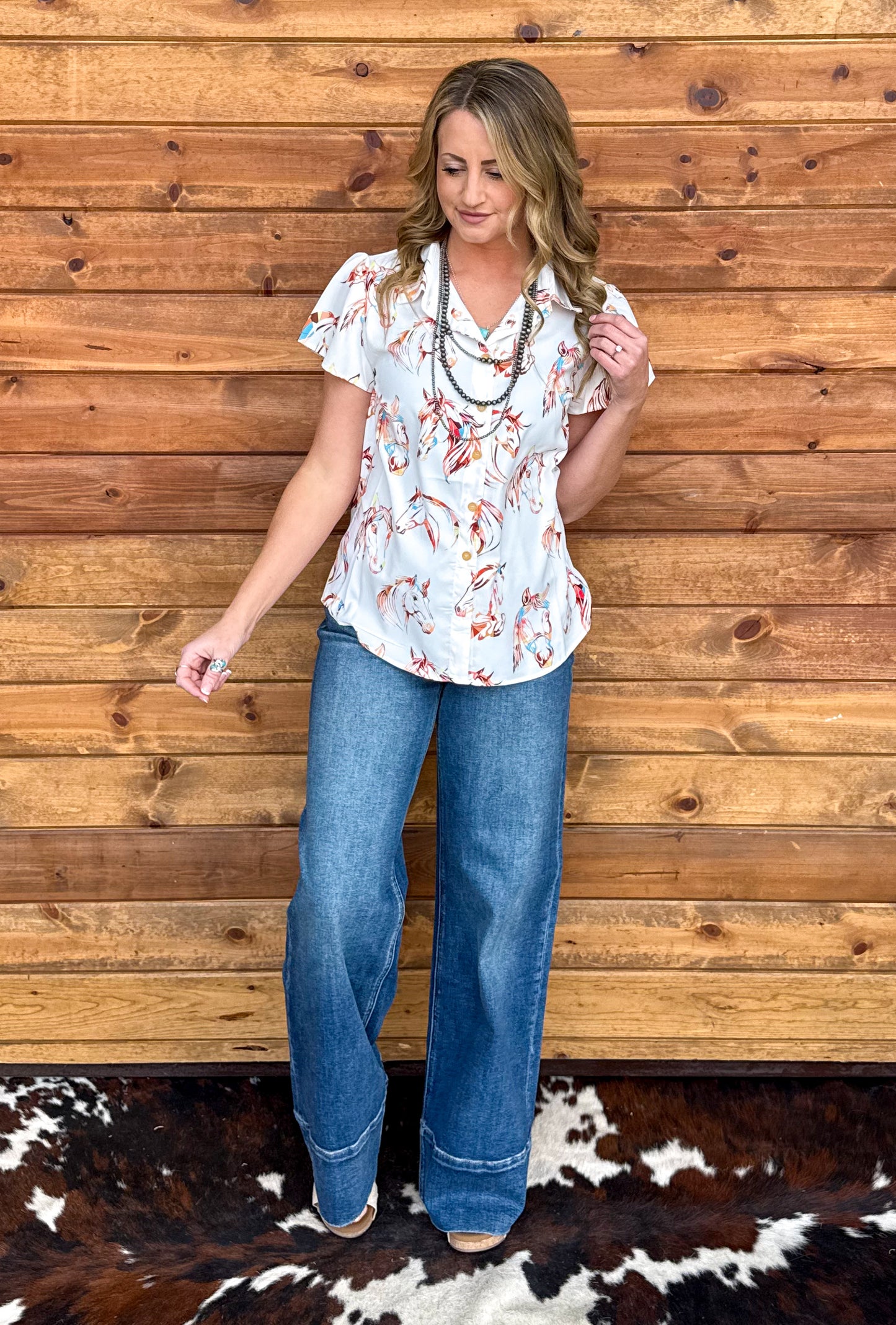 Painted Horses Button-Up Top