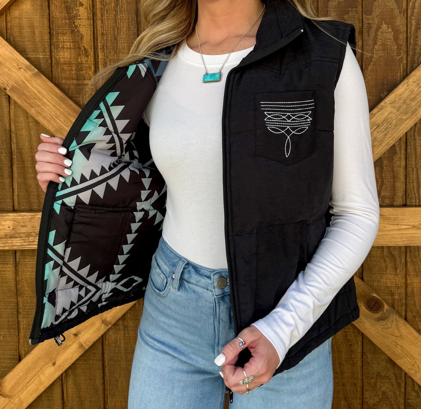Boot Stitch Puffer Vest *Black