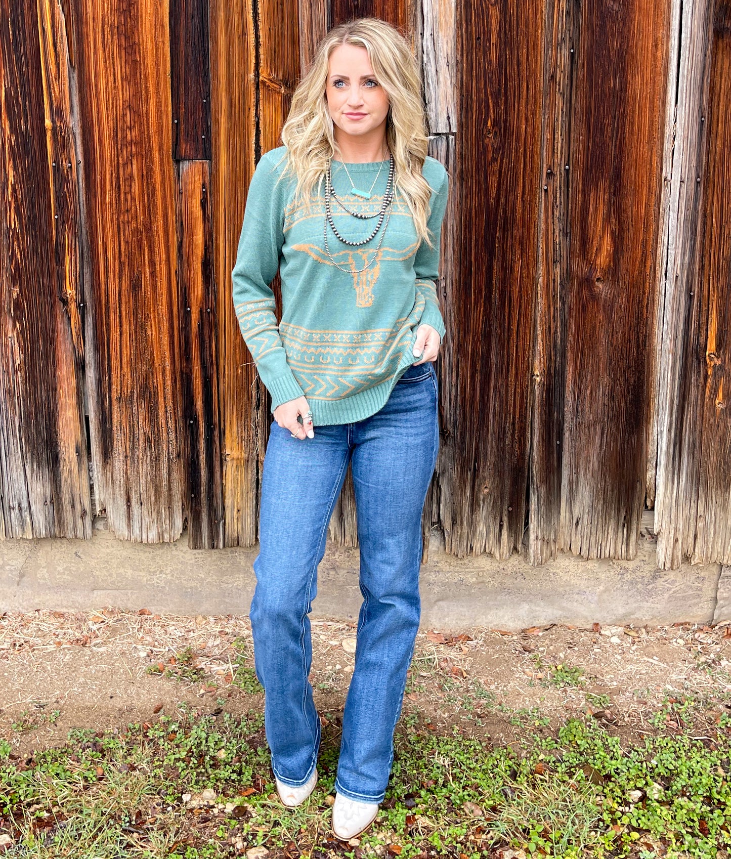 Longhorn Sweater *Aqua