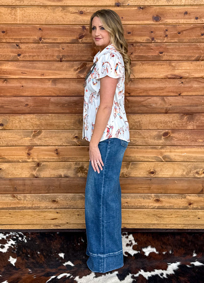 Painted Horses Button-Up Top