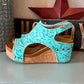 Isabella Tooled Wedges *Turquoise