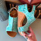 Isabella Tooled Wedges *Turquoise