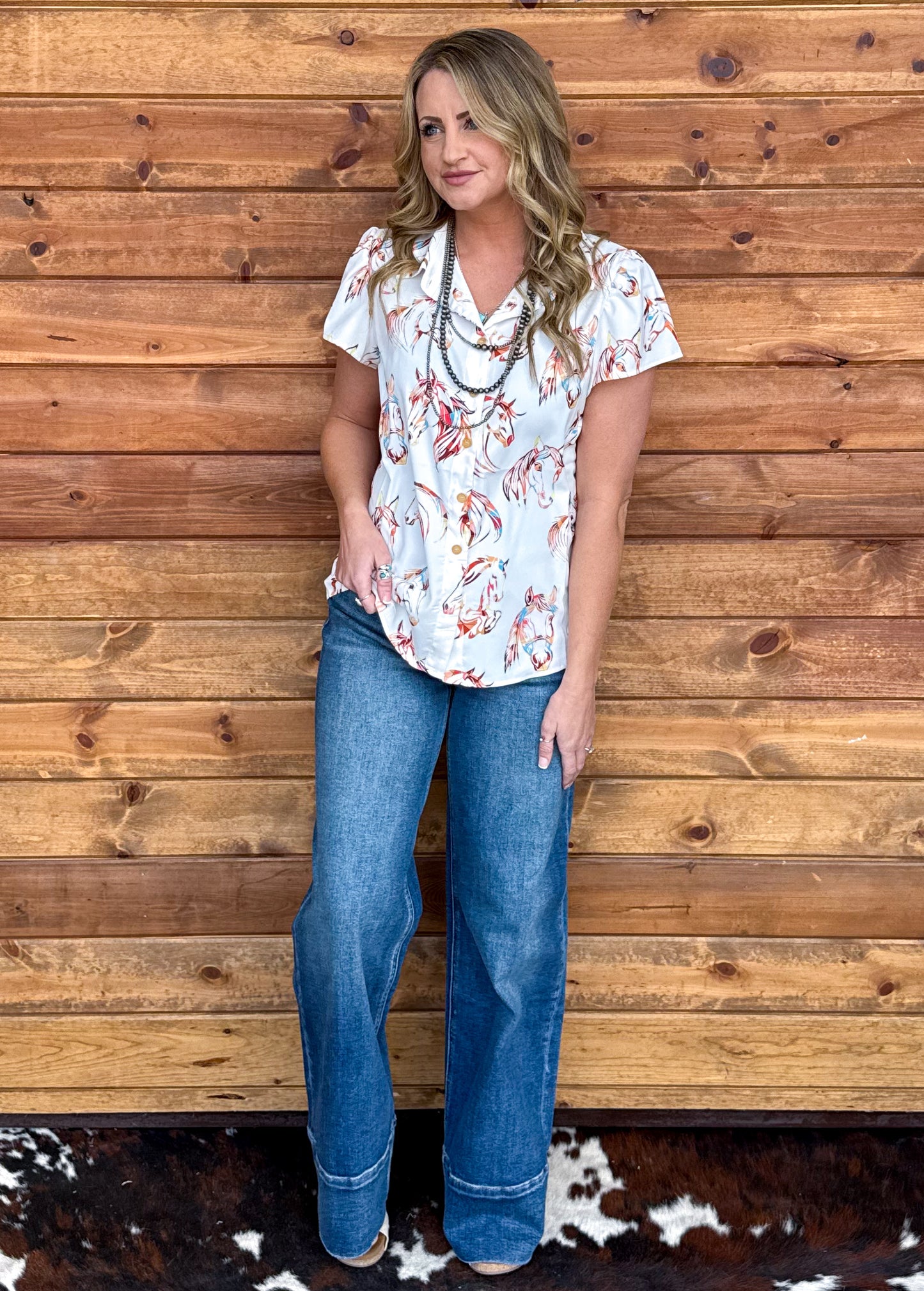 Painted Horses Button-Up Top